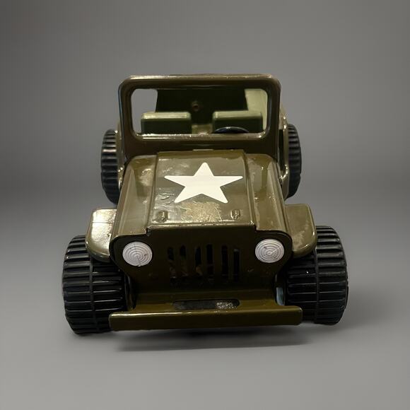 Vintage Pressed Steel Tonka Army Jeep No Canopy Roof 1960’s 6.5” Long One Star - Picture 2 of 10